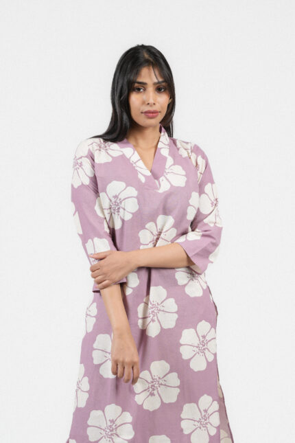 Lilac Bloom Floral Printed Cotton Co-ord Set