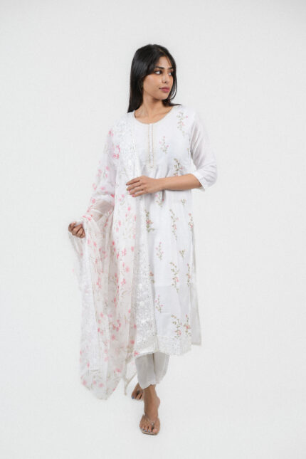 Snow Petal Crepe Silk 3-Piece Set