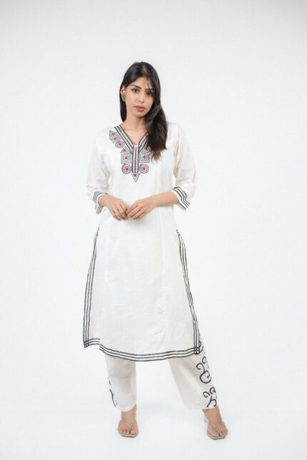 Ivory Hand Block Printed Soft Cotton Co-ord Set