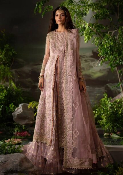Blush Rose Embroidered Long Jacket Anarkali Ensemble
