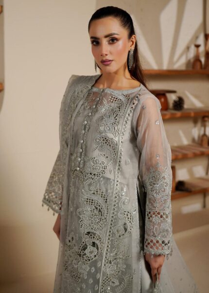 Silver Mist Étoile Embroidered Luxury Salwar Suit.